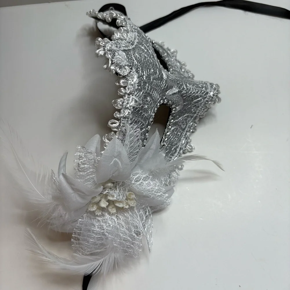 Elegant Purple Lace Masquerade Mask 2 purple and white